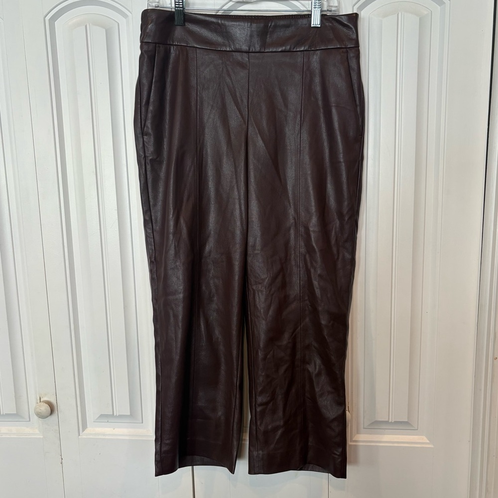 Chico’s Brown Faux Leather Pull On Crops Size 1 (Size‎ 8)
